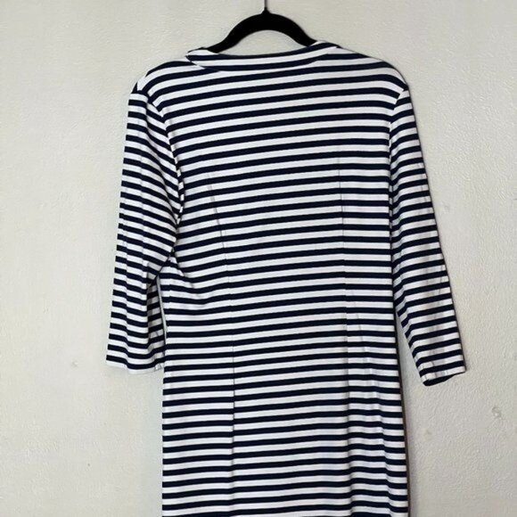J. McLaughlin Striped Navy White V-Neck Dress Women's Size Medium Excellent very - Picture 11 of 11
